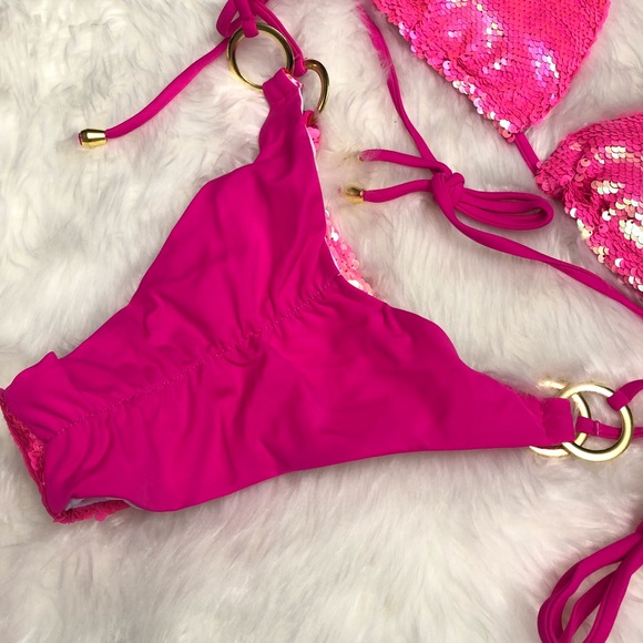 Barbie Pink 💕 Sequin Bikini ✨ Siren Scrunch 💖 - Picture 5 of 8